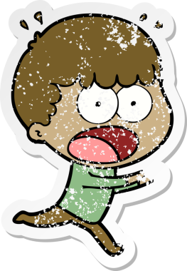 Bir insan tarafından çizilen şok olmuş bir adamın karikatür çıkartması.