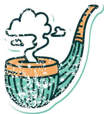 Bir insan tarafından çizilen sigara tiryakisi piposunun sembolik dövmeli görüntüsü