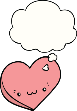 Bir insan tarafından çizilmiş, yüzü düşünce baloncuğu olan bir aşk karikatürü.
