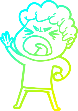 Bir insan tarafından çizilmiş öfkeli bir çizgi film karakteri.