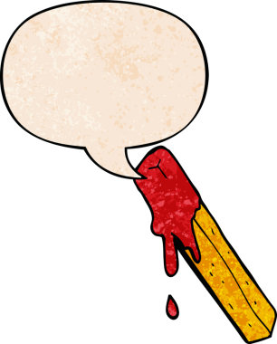 Bir insan tarafından çizilmiş, konuşma baloncuğuyla çizilmiş karikatür.