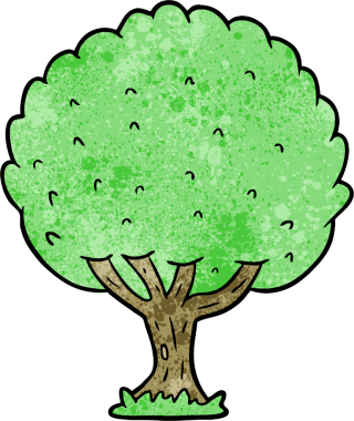 Bir insan tarafından çizilmiş çizgi film ağacı.