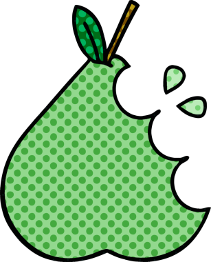 bir insan tarafından çizilmiş yeşil bir armut çizgi romanı