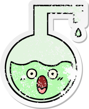 Bir insan tarafından çizilmiş sevimli bir karikatür bilim deneyinin sıkıntılı çıkartması.