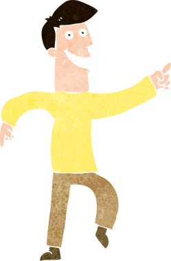 Bir insan tarafından çizilmiş sırıtan bir çizgi film adamı.