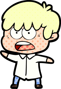 Bir insan tarafından çizilmiş endişeli çizgi film çocuğu.