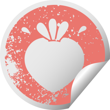 Bir insan tarafından çizilmiş çileğin sıkıntılı, dairesel soyulan etiketi.