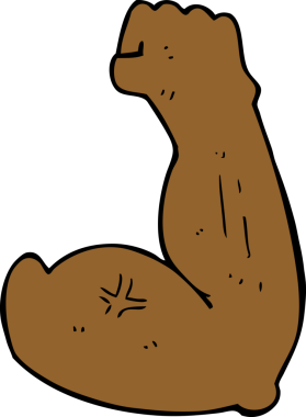 Bir insan tarafından çizilmiş güçlü bir kol karikatürü