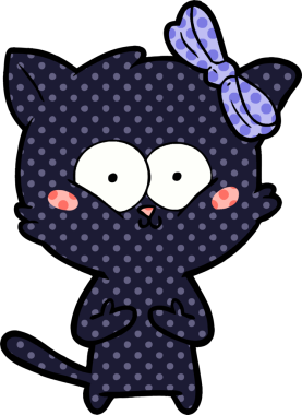 Bir insan tarafından çizilmiş çizgi film kedisi.