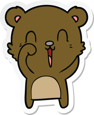 Bir insan tarafından çizilmiş mutlu çizgi film ayısının çıkartması.