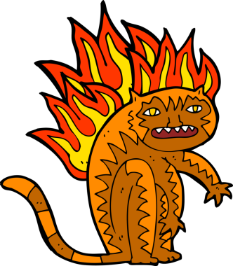 Kaplan bir insan tarafından çizilmiş parlak bir şekilde yanıyor.