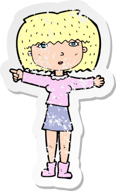 Bir insan tarafından çizilmiş karikatür kızına ait gerilimli bir çıkartma.