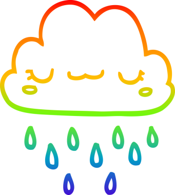 Gökkuşağı gradyan çizgi çizimi bir insan tarafından çizilmiş fırtına bulutu