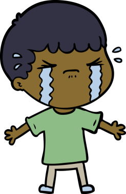 Bir insan tarafından çizilmiş ağlayan çizgi film adamı.