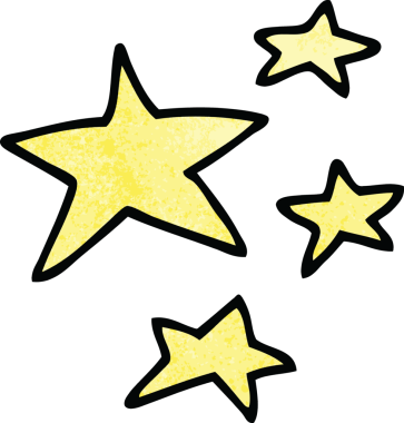 Bir insan tarafından çizilmiş karalama yıldızları.