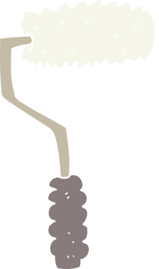 Bir insan tarafından çizilen boya silindirinin düz renk çizimi