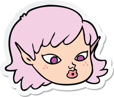 Bir insan tarafından çizilmiş bir elf kızının çıkartması.