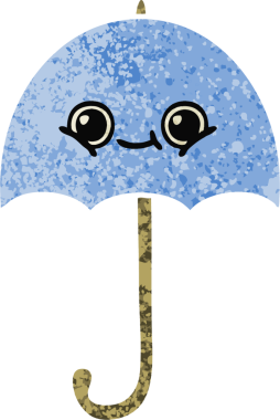 Bir insan tarafından çizilmiş bir şemsiyenin retro çizim tarzı karikatürü