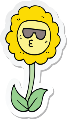 Bir insan tarafından çizilmiş karikatür çiçeğinin çıkartması.