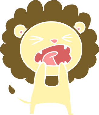 Bir insan tarafından çizilmiş düz renk çizgi film kızgın aslan