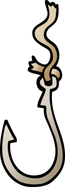 vektör gradyan çizim karikatür balık kancası bir insan tarafından çizildi