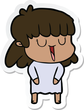 Bir insan tarafından çizilmiş bir karikatür kadının çıkartması.