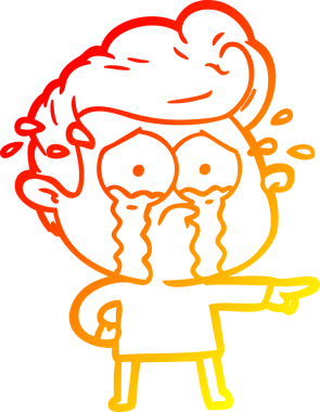 Bir insan tarafından çizilmiş, ağlayan bir çizgi film karakteri.