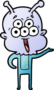 Bir insan tarafından çizilmiş mutlu uzaylı çizgi filmi.