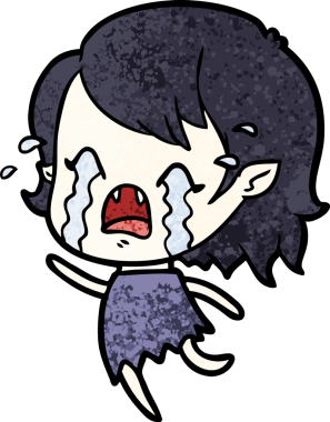 Bir insan tarafından çizilmiş ağlayan vampir kız çizgi filmi.