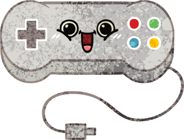 Bir insan tarafından çizilmiş bir oyun denetleyicisinin retro illüstrasyon tarzı karikatürü