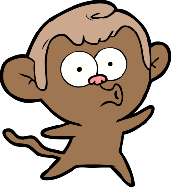 Bir insan tarafından çizilmiş, şaşırmış maymun çizgi filmi.