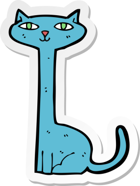 Bir insan tarafından çizilmiş çizgi film kedisinin çıkartması.