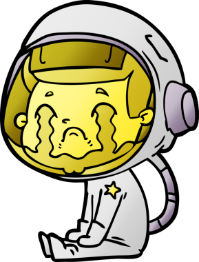 Bir insan tarafından çizilmiş ağlayan astronot çizgi filmi.