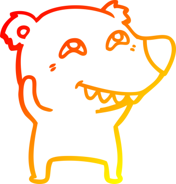 Bir insan tarafından çizilmiş dişleri gösteren çizgi film ayısının sıcak çizgi çizimi