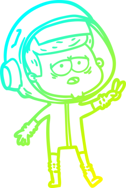 Bir insan tarafından çizilmiş soğuk gradyan çizgi çizimi yorgun astronot