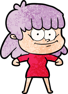 Bir insan tarafından çizilmiş gülümseyen bir kadın.