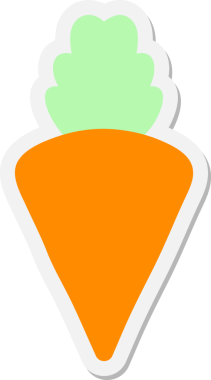 Bir insan tarafından çizilmiş lezzetli görünen havuç etiketi.