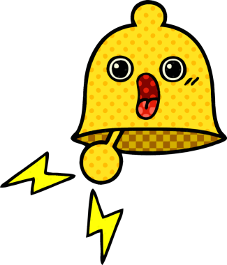 Bir insan tarafından çizilmiş bir çanın karikatürü.