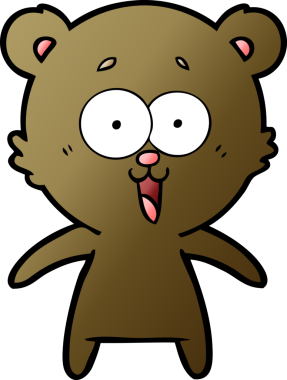 Bir insan tarafından çizilmiş gülen oyuncak ayı çizgi filmi.