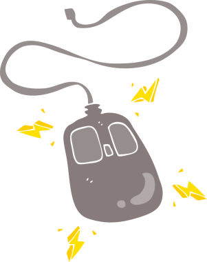 Bir insan tarafından çizilmiş bilgisayar faresinin düz renk çizimi