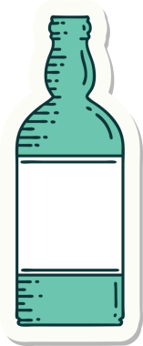 Bir insan tarafından çizilmiş geleneksel bir şişe dövmesi.