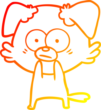 Bir insan tarafından çizilmiş gergin bir köpek çizgi filminin sıcak gradyanı.