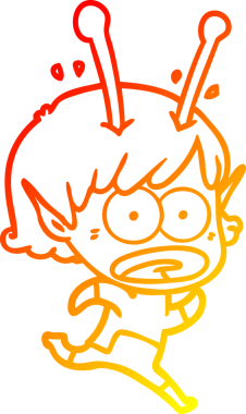 Bir çizgi film karakteri, bir insan tarafından çizilmiş bir uzaylı kız çizimi.