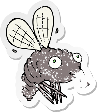 Bir insan tarafından çizilmiş karikatür sineğinin gerilimli çıkartması.