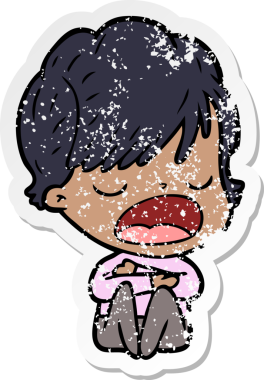 Bir insan tarafından çizilmiş karikatür kadının sıkıntılı çıkartması.