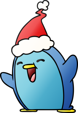 Bir insan tarafından çizilmiş Kawaii pengueninin el çizimi gradyanı.