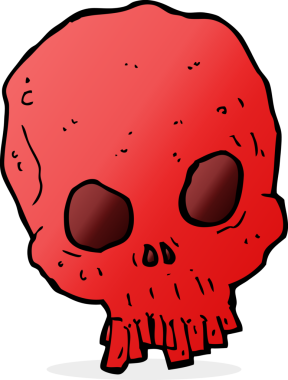 Bir insan tarafından çizilmiş ürkütücü bir kafatası.