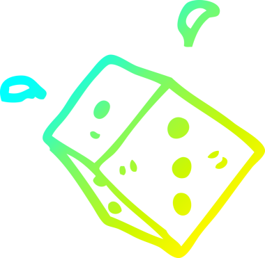 Bir insan tarafından çizilen yuvarlanan zar çizgisinin soğuk gradyan çizgisi