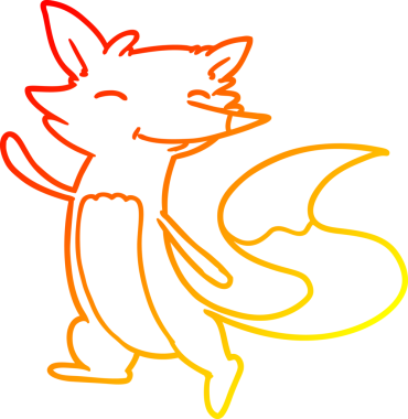 Bir insan tarafından çizilmiş mutlu tilki çizgi çizimi.