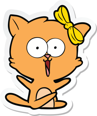 Bir insan tarafından çizilmiş çizgi film kedisinin çıkartması.